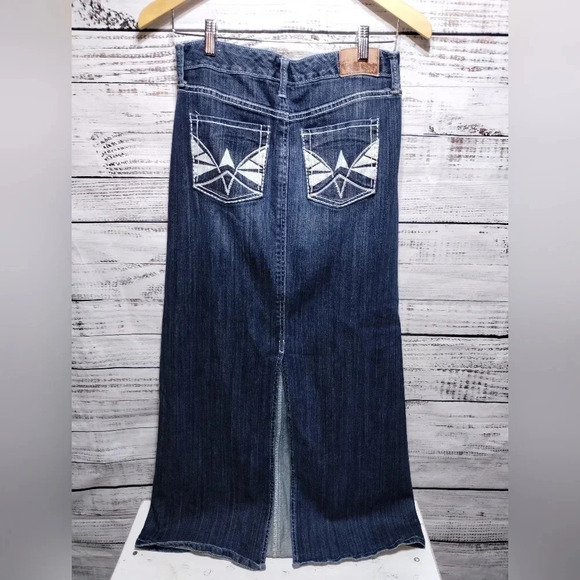 Maurices Maxi Denim Skirt Dark Blue Wash size 3/4 Vintage Y2K - Picture 4 of 6